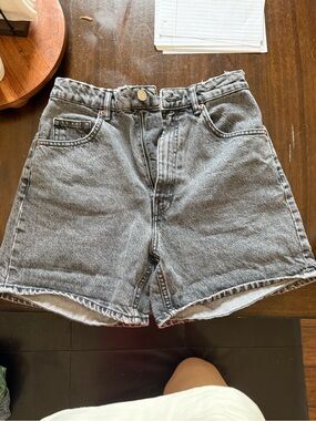 Zara Black-Grey High-Waist Denim Shorts